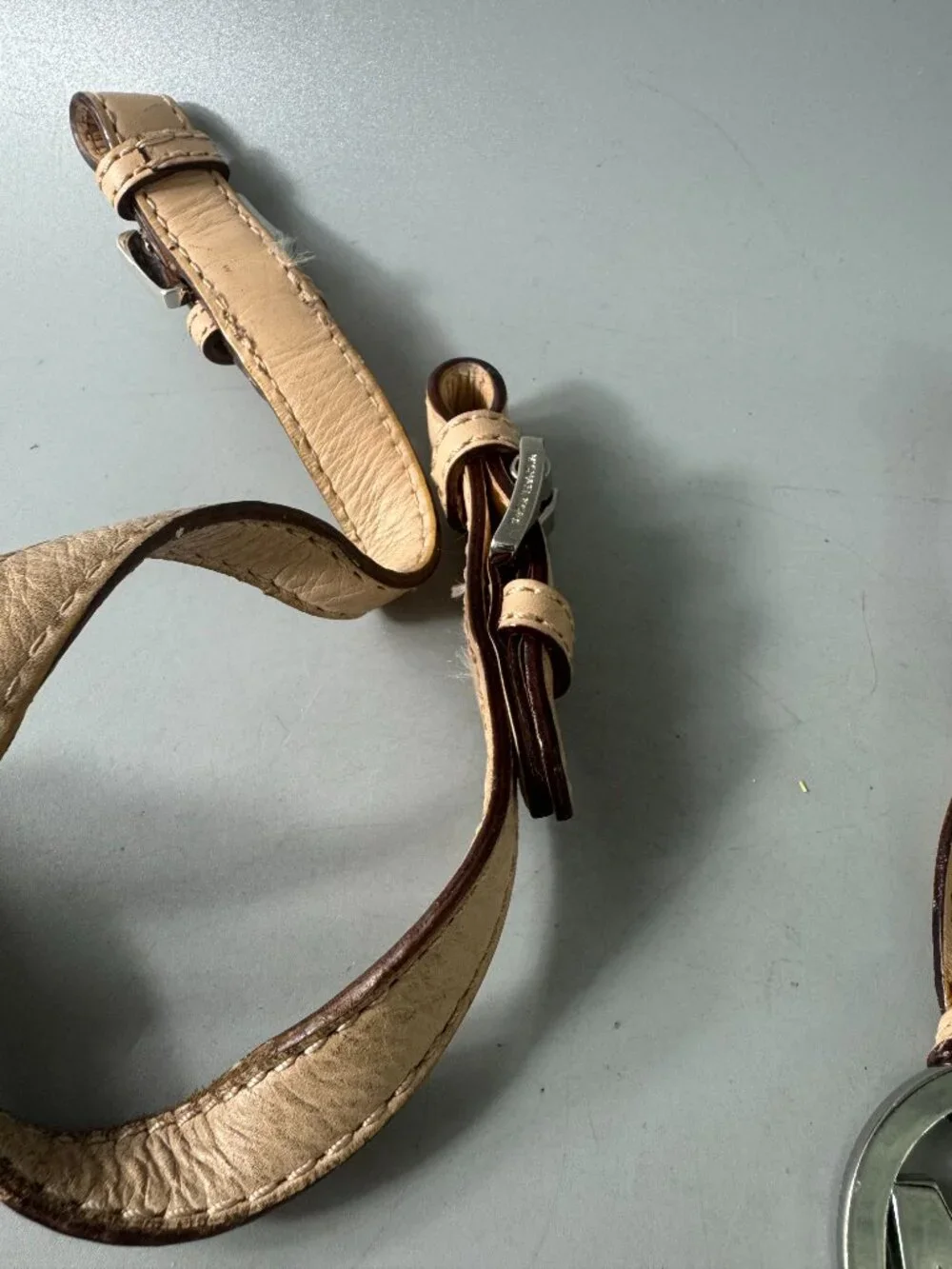 A Bundle of Michael Kors Tan Leather Double Straps w/ Silver-tone MK Logo Charm
